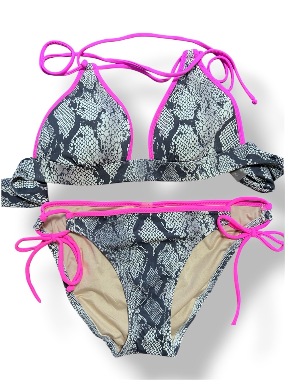 Victoria's Secret Beige Bikini with Hot Pink Trim
